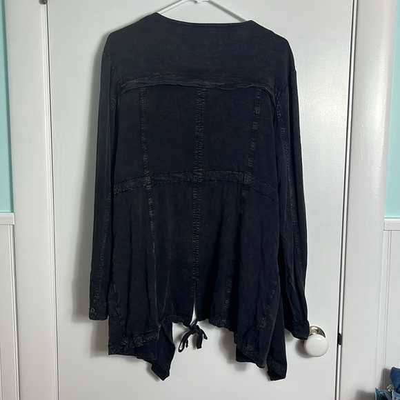 Umgee Drapey Lagenlook Black Open Front Long-Sleeve Cardigan Jacket Size Small - Picture 2 of 10